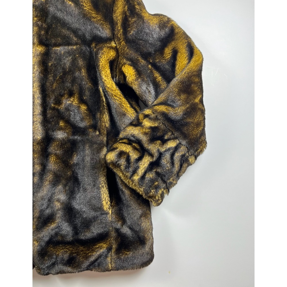 Dennis Basso Faux Fur Jacket Brown Gold Heavy Warm Luxurious Thick Large - Picture 3 of 12